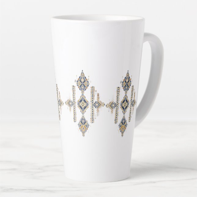 Navy & Gold Abstract Symmetry Design COFFEE MUG (Right Angle)