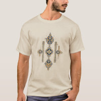 Navy & Gold Abstract Symmetry Design T-Shirt
