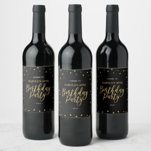 Navy & Gold Adult 50th Birthday Party Wine Label