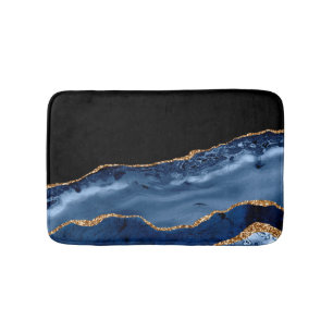 Navy & Gold Agate Bath Mat