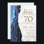 Navy Gold Agate Marble Surprise 70th Birthday Invitation<br><div class="desc">Navy blue agate,  gold and marble surprise 70th birthday party invitation. Elegant modern design featuring royal blue watercolor agate marble geode background,  faux glitter gold and typography script font. Trendy invite card perfect for a stylish women's bday celebration. Printed Zazzle invitations or instant download digital printable template.</div>
