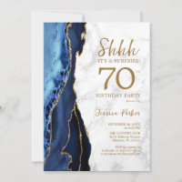 Navy Gold Agate Marble Surprise 70th Birthday