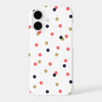 Navy Gold and Coral Confetti Dots