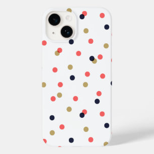 Navy Gold and Coral Confetti Dots Case-Mate iPhone 14 Case