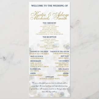 Navy, Gold, and Mint Wedding Program 4" x 9.25" Programme