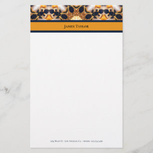 Navy & Gold Ants Cathedral   Personal Stationery
