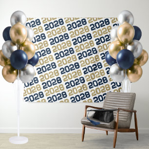 Navy & Gold ANY Class Year Graduation Backdrop Tapestry