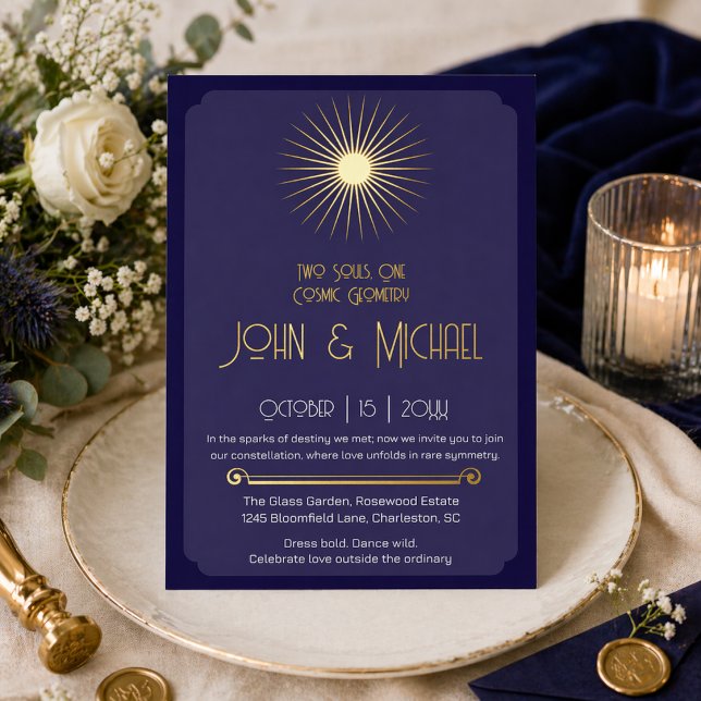 Navy Gold Art Deco Cosmic Wedding Elegant (Creator Uploaded)