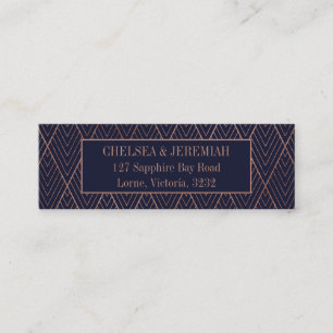 Navy Gold Art Deco Pattern Custom Address Card