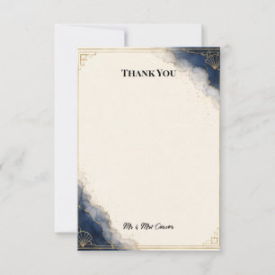 Navy Gold Art Deco Wedding Thank You Card