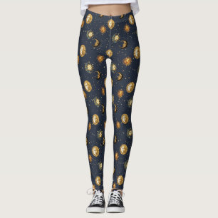 Navy Gold Astrology Symbols Cosmic Leggings