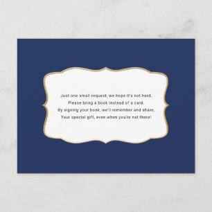 Navy Gold Baby Shower Book request card
