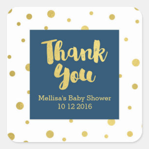 Navy Gold Baby Shower Thank You Favour Sticker