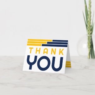 Navy & Gold Bars Graduation Thank You Card