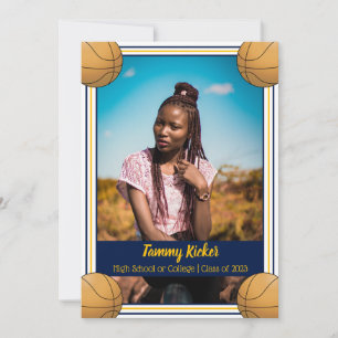 Navy & Gold Basketball Graduation Announcement