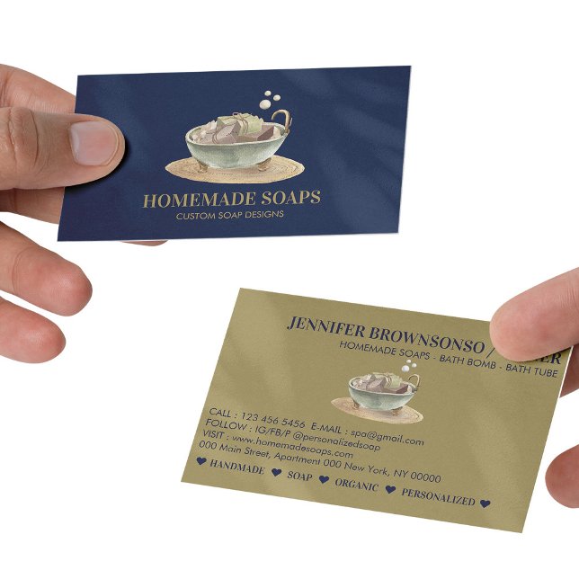 Navy Gold Bath Tub Bubbles Soy Wax Soap Business Card (Navy Gold Bath Tub Bubbles Soy Wax Soap Business Card
)