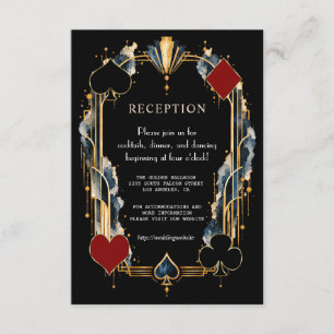 Navy Gold Black Art Deco Casino Night Wedding Enclosure Card