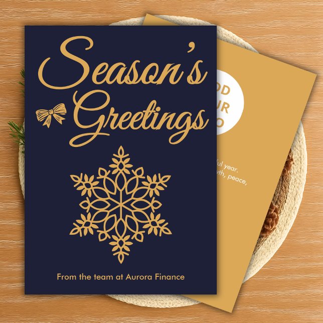 Navy & Gold Business Holiday Card (Creator Uploaded)