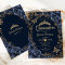 Navy Gold Butterflies Roses Quinceanera