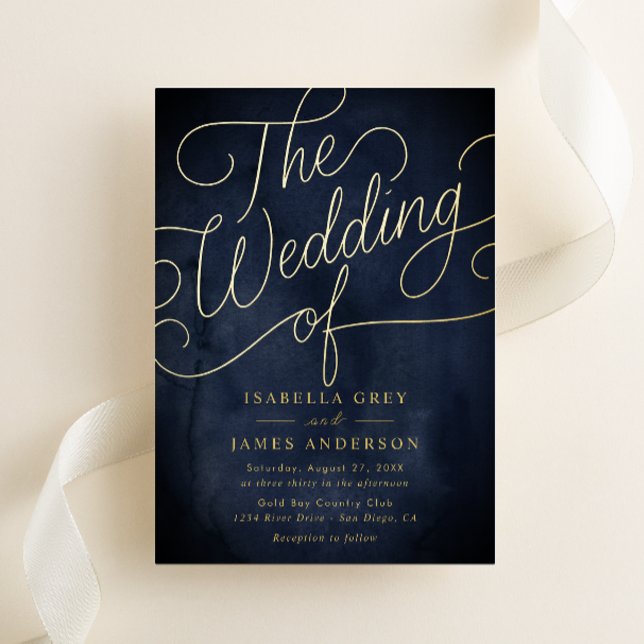 Navy Gold Calligraphy Script Wedding  (Creator Uploaded)