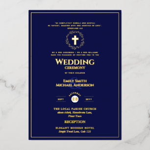 Navy Gold Catholic Wedding Elegant Formal Modern