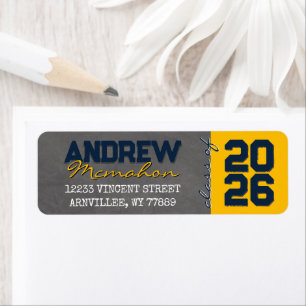 Navy & Gold Chalkboard Graduation Return Address