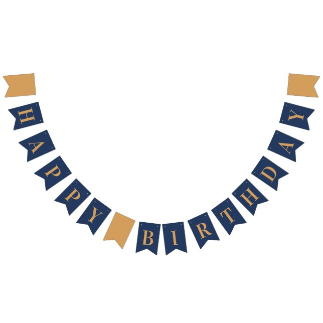 Navy Gold Chic Happy Birthday Bunting (All)
