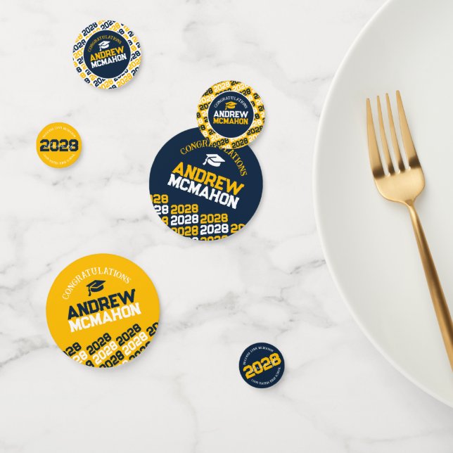 Navy & Gold Class of ANY YEAR Personalised Party Confetti (Group)