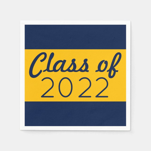 Navy & Gold Class Year Graduation Napkin (Front)