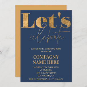 Navy Gold Company Christmas Party  Let's celebrate Invitation
