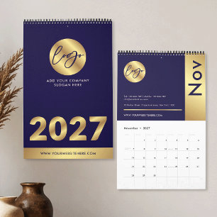Navy & Gold Company Logo Branded Marketing 2027 Calendar