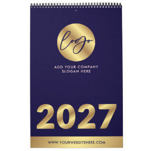 Navy & Gold Company Logo Branded Marketing 2027 Calendar