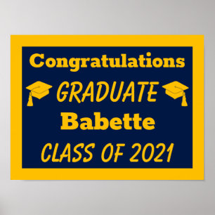Navy Gold Congratulations Graduation Poster
