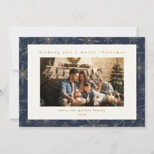 Navy & Gold Custom Photo Christmas Holiday Card
