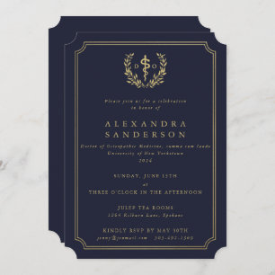 Navy/Gold Doctor of Osteopathic Medicine Grad Invi Invitation