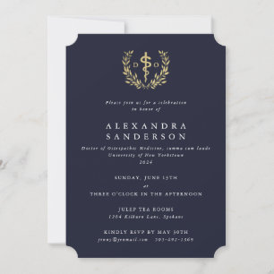 Navy/Gold Doctor of Osteopathic Medicine Grad Invitation