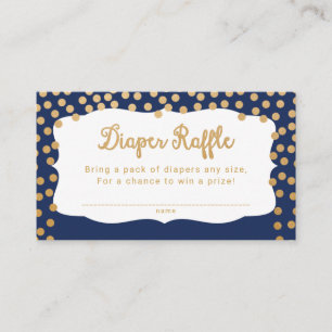 Navy Gold Dot Diaper Raffle Tickets Enclosure Card