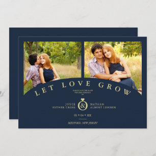 Navy Gold Elegant 2 Photos let Love Grow Wedding