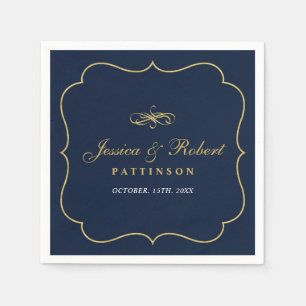 Navy & Gold   Elegant Classic Wedding Napkin