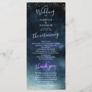Navy Gold Elegant Wedding Ceremony Programme
