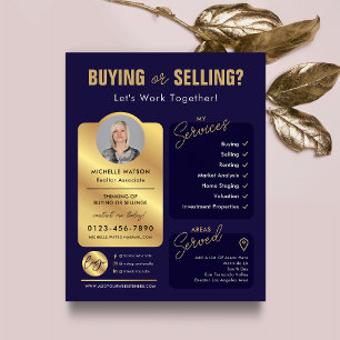Navy & Gold Estate Agent Photo Realtor Flyer
