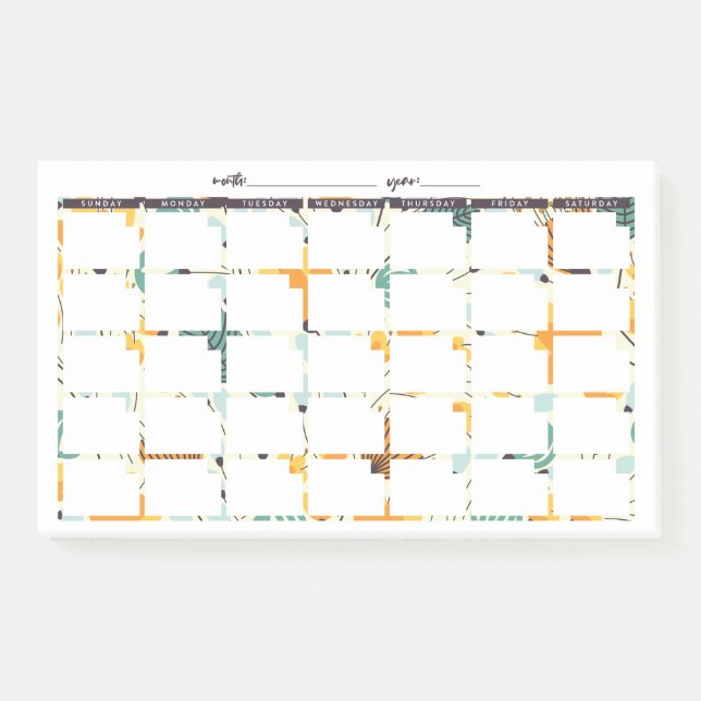 Navy & Gold Floral Post-It Undated Calendar Post-it Notes (Front)