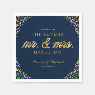 Navy Gold Future Mr And Mrs Engagement Party Napkin