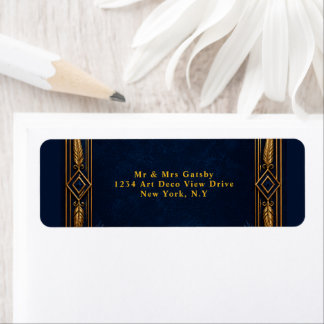 Navy gold Gatsby peacock theme wedding editable