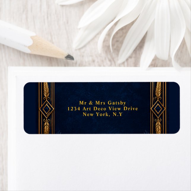 Navy gold Gatsby peacock theme wedding editable (Insitu)