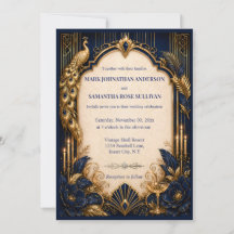 Navy gold gatsby peacock wedding luxurious