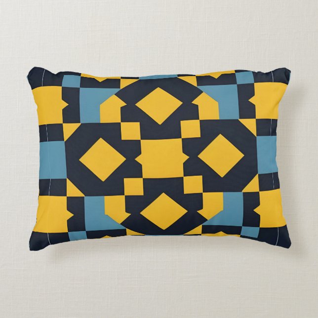 Navy Gold Geometric Diamond Bold Modern Decor Decorative Cushion (Front)