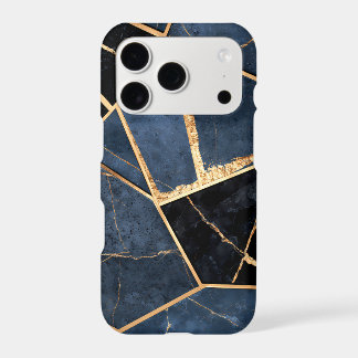 Navy Gold Geometric Marble Elegant Abstract