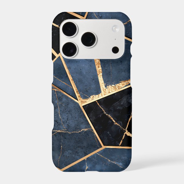 Navy Gold Geometric Marble Elegant Abstract (Back)