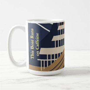Navy Gold Geometric Maritime Ocean Liner Art Deco Coffee Mug